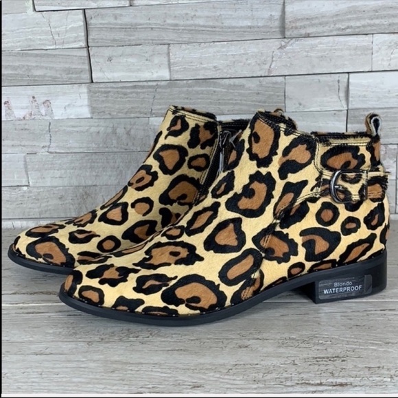 Blondo Women’s 6.5M Waterproof Tami Calf Hair Leopard Ankle Boot NEW - Picture 2 of 8